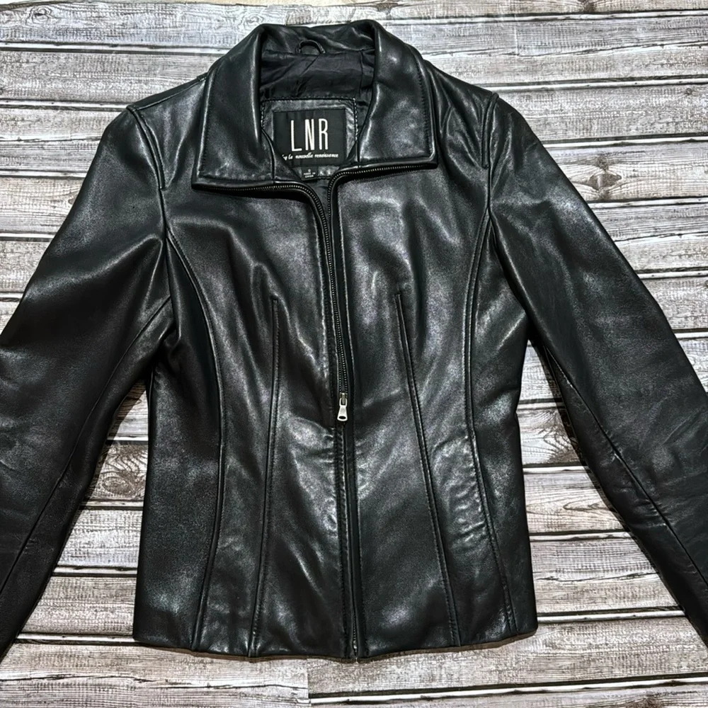 LNR Vintage Black Soft Leather Lined Pockets Zip Up Jacket Small - Picture 8 of 16